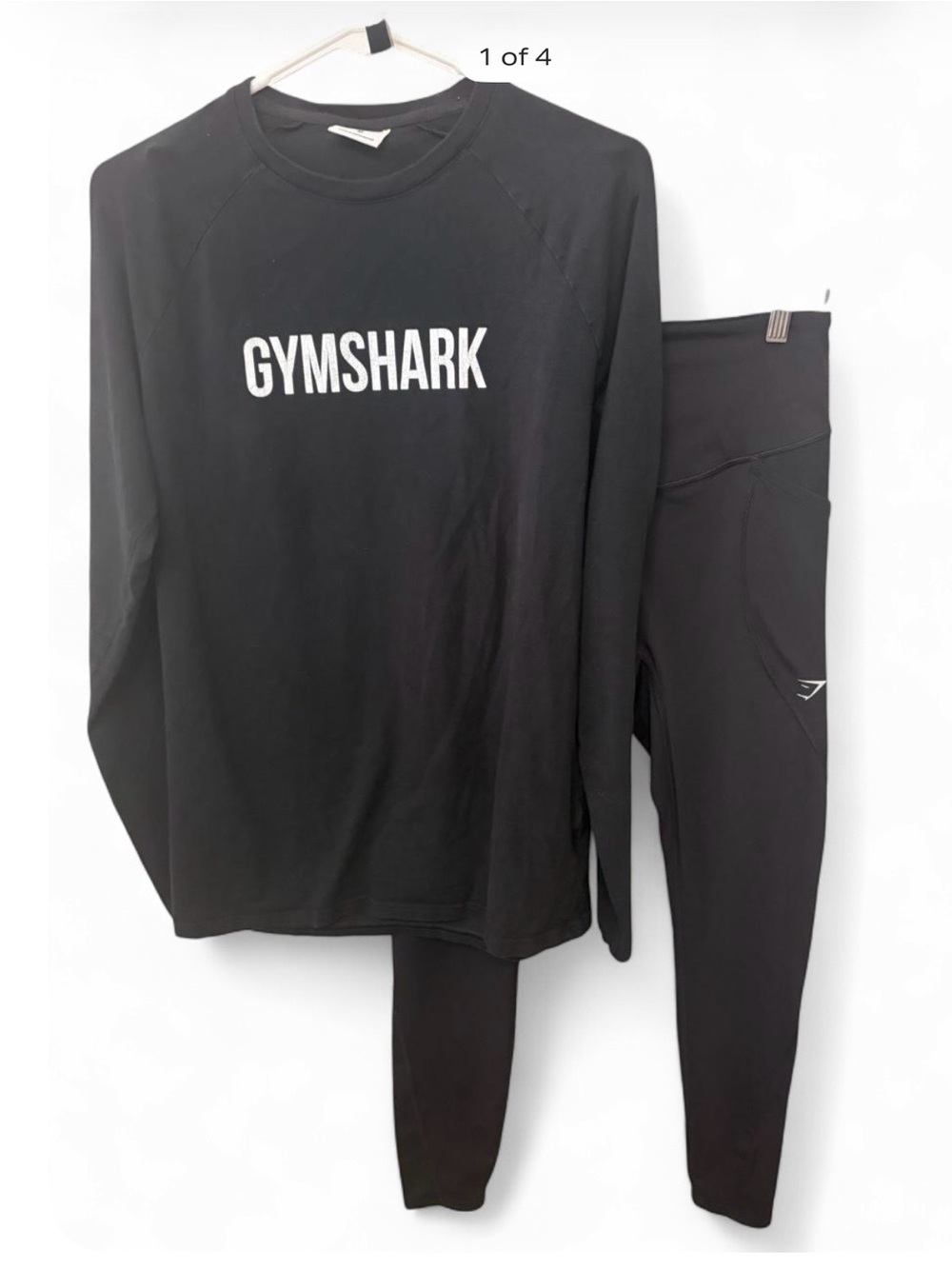 Gymshark Black Women's Leggings and Long Sleeve Logo Top